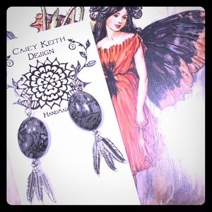 Feathered Crazy Lace Agate Earrings